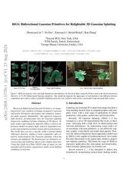 BiGS: Bidirectional Gaussian Primitives for Relightable 3D Gaussian
  Splatting