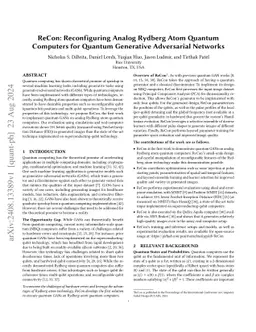 ReCon: Reconfiguring Analog Rydberg Atom Quantum Computers for Quantum
  Generative Adversarial Networks