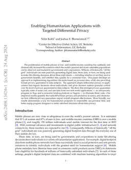Enabling Humanitarian Applications with Targeted Differential Privacy