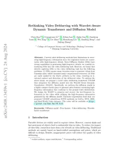 Rethinking Video Deblurring with Wavelet-Aware Dynamic Transformer and
  Diffusion Model