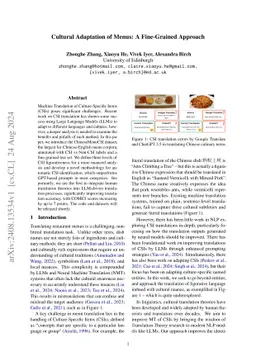 Cultural Adaptation of Menus: A Fine-Grained Approach