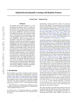 Optimal Kernel Quantile Learning with Random Features