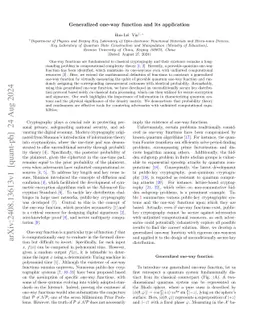 Generalized one-way function and its application
