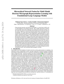 Hierarchical Network Fusion for Multi-Modal Electron Micrograph
  Representation Learning with Foundational Large Language Models