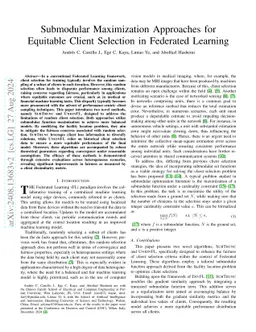Submodular Maximization Approaches for Equitable Client Selection in
  Federated Learning