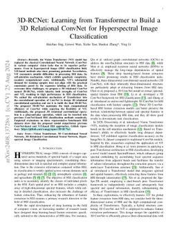 3D-RCNet: Learning from Transformer to Build a 3D Relational ConvNet for
  Hyperspectral Image Classification