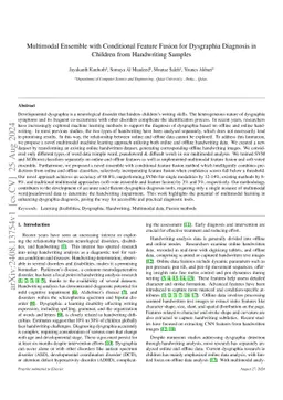 Multimodal Ensemble with Conditional Feature Fusion for Dysgraphia
  Diagnosis in Children from Handwriting Samples