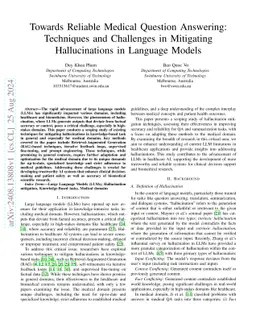 Towards Reliable Medical Question Answering: Techniques and Challenges
  in Mitigating Hallucinations in Language Models