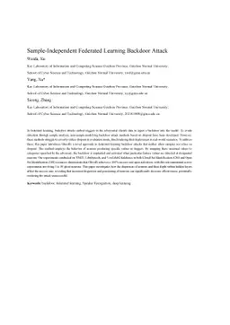 Sample-Independent Federated Learning Backdoor Attack in Speaker Recognition
