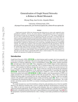 Generalization of Graph Neural Networks is Robust to Model Mismatch