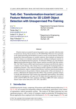 TraIL-Det: Transformation-Invariant Local Feature Networks for 3D LiDAR
  Object Detection with Unsupervised Pre-Training
