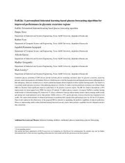 FedGlu: A personalized federated learning-based glucose forecasting
  algorithm for improved performance in glycemic excursion regions