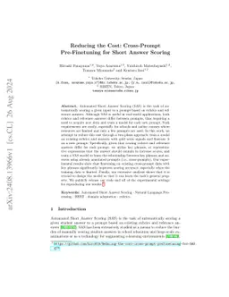 Reducing the Cost: Cross-Prompt Pre-Finetuning for Short Answer Scoring