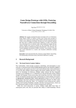 Game Design Prototype with GIMs: Fostering Neurodiverse Connections
  through Storytelling