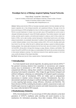 Research Advances and New Paradigms for Biology-inspired Spiking Neural
  Networks