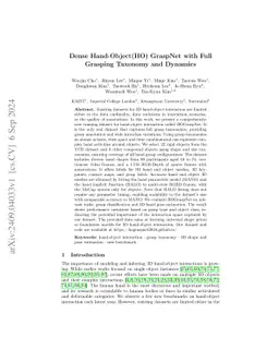 Dense Hand-Object(HO) GraspNet with Full Grasping Taxonomy and Dynamics