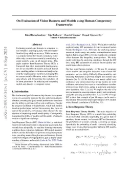 On Evaluation of Vision Datasets and Models using Human Competency
  Frameworks
