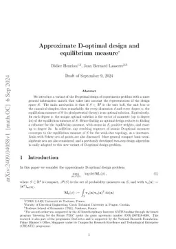 Approximate D-optimal design and equilibrium measure *
