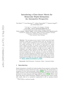Introducing a Class-Aware Metric for Monocular Depth Estimation: An
  Automotive Perspective