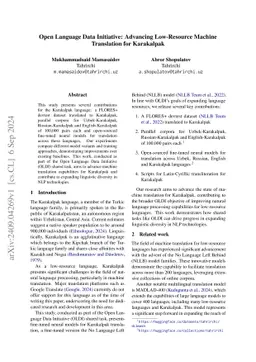 Open Language Data Initiative: Advancing Low-Resource Machine
  Translation for Karakalpak