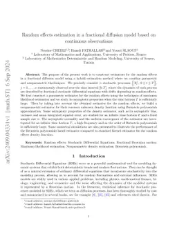 Random effects estimation in a fractional diffusion model based on
  continuous observations