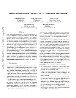 Deanonymizing Ethereum Validators: The P2P Network Has a Privacy Issue