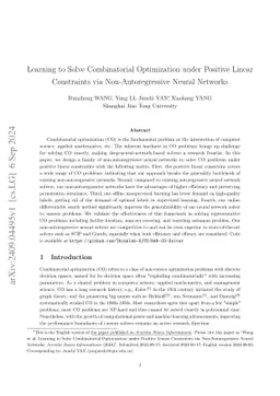 Learning to Solve Combinatorial Optimization under Positive Linear
  Constraints via Non-Autoregressive Neural Networks