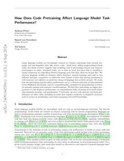 How Does Code Pretraining Affect Language Model Task Performance?
