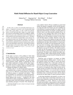 Multi-Modal Diffusion for Hand-Object Grasp Generation