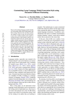 Customizing Large Language Model Generation Style using
  Parameter-Efficient Finetuning