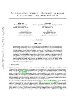 Self-Supervised Contrastive Learning for Videos using Differentiable Local Alignment