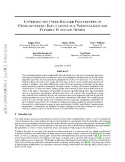 Unveiling the Inter-Related Preferences of Crowdworkers: Implications
  for Personalized and Flexible Platform Design