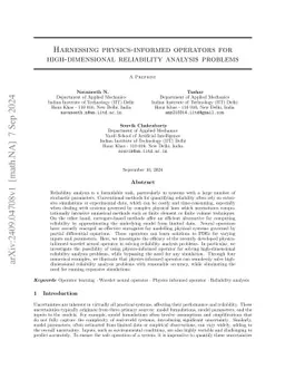 Harnessing physics-informed operators for high-dimensional reliability
  analysis problems