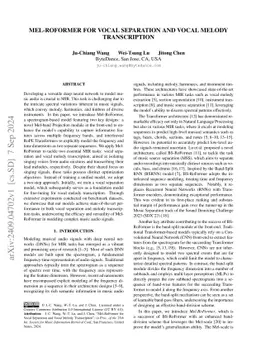 Mel-RoFormer for Vocal Separation and Vocal Melody Transcription
