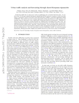 Urban traffic analysis and forecasting through shared Koopman eigenmodes