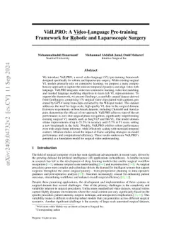 VidLPRO: A $\underline{Vid}$eo-$\underline{L}$anguage
  $\underline{P}$re-training Framework for $\underline{Ro}$botic and
  Laparoscopic Surgery