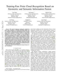 Training-Free Point Cloud Recognition Based on Geometric and Semantic Information Fusion