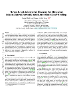 Phrase-Level Adversarial Training for Mitigating Bias in Neural
  Network-based Automatic Essay Scoring