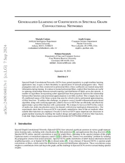 Generalized Learning of Coefficients in Spectral Graph Convolutional
  Networks