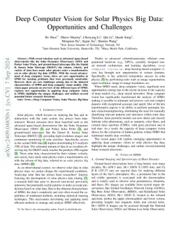 Deep Computer Vision for Solar Physics Big Data: Opportunities and
  Challenges