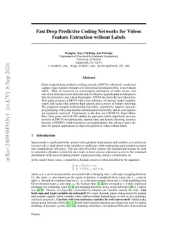 Fast Deep Predictive Coding Networks for Videos Feature Extraction
  without Labels