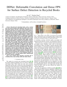 DDNet: Deformable Convolution and Dense FPN for Surface Defect Detection
  in Recycled Books