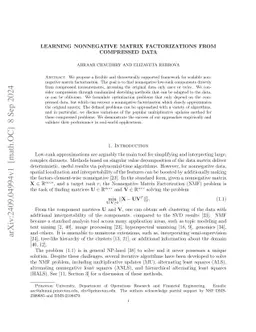 Learning nonnegative matrix factorizations from compressed data