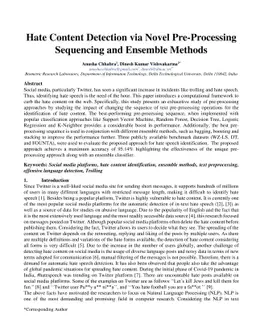 Hate Content Detection via Novel Pre-Processing Sequencing and Ensemble
  Methods