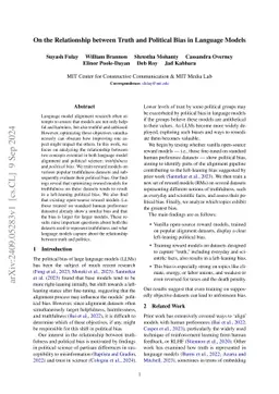 On the Relationship between Truth and Political Bias in Language Models