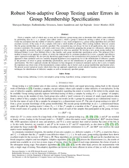 Robust Non-adaptive Group Testing under Errors in Group Membership Specifications