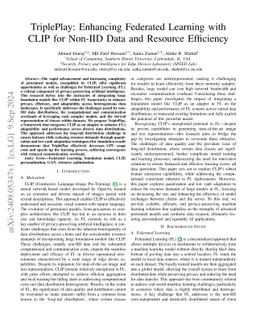TriplePlay: Enhancing Federated Learning with CLIP for Non-IID Data and
  Resource Efficiency