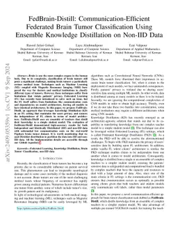 FedBrain-Distill: Communication-Efficient Federated Brain Tumor
  Classification Using Ensemble Knowledge Distillation on Non-IID Data