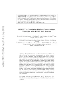 QiBERT -- Classifying Online Conversations Messages with BERT as a
  Feature