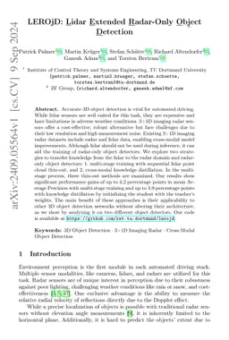 LEROjD: Lidar Extended Radar-Only Object Detection